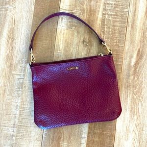 LODIS Burgundy Leather Convertible Handbag Crossbody Purse